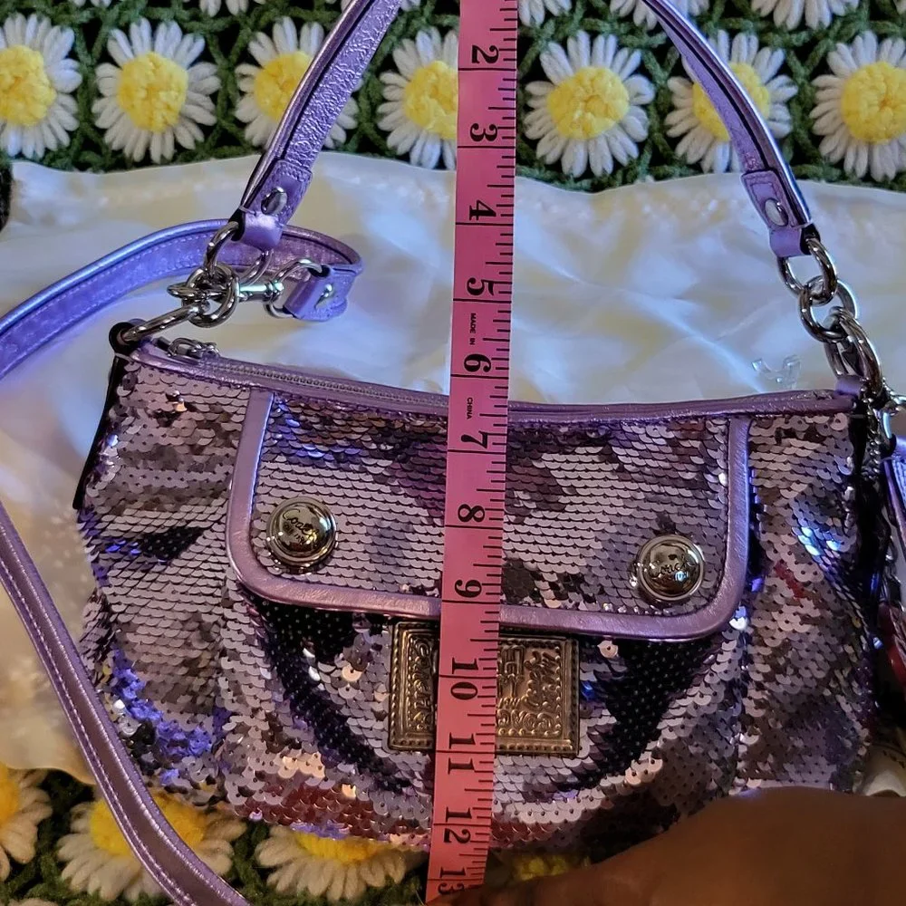 Coach Poppy Purple Sequin Bag - Picture 9 of 16